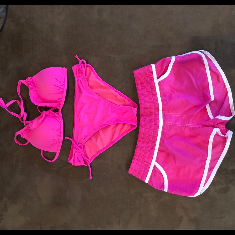 Bright pink swimsuit